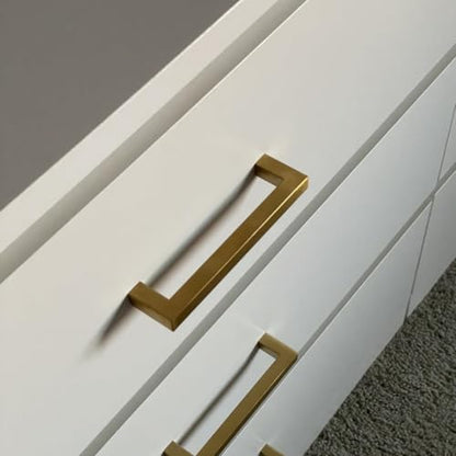 20 Pack Gold Cabinet Handles Square Drawer Pulls 5 inch Hole Centers Brushed Titanium Gold Dresser Pulls Cupboard Handles Stainless Steel Handles for Cabinets and Pulls - color: Gold, size: 5 Inch Hole Centers