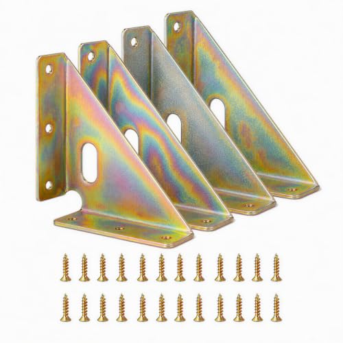 4 Pcs Heavy Duty Gusset Joints, Trapezi Corner Code (Yellow Zinc) - color: 4 Pcs Gusset Joints (Yellow Zinc)
