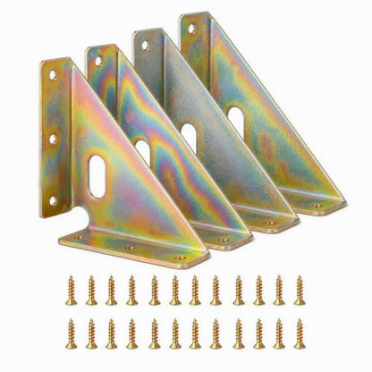 4 Pcs Heavy Duty Gusset Joints, Trapezi Corner Code (Yellow Zinc) - color: 4 Pcs Gusset Joints (Yellow Zinc)