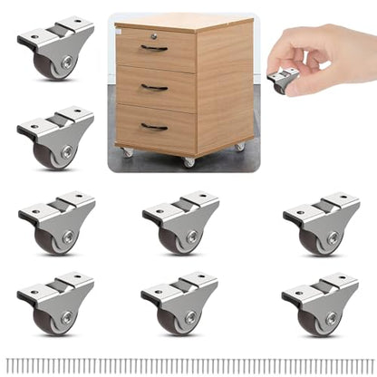 Mini Caster Wheels 1 Inch Fixed Rigid Furniture Wheels 8PCS - color: Brown 8PCS, size: 1 inch