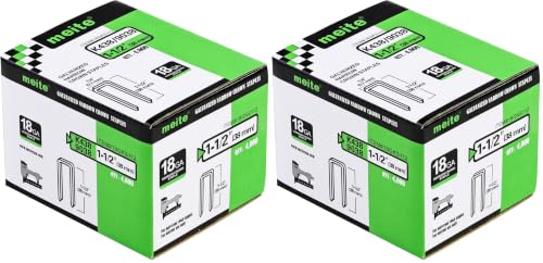 meite 18 Gauge 1/4-Inch Narrow Crown Staples, 1-1/2-Inch Length Galvanized Staples for Heavy Duty and Upholstery (4,000 Counts) (Pack of 2) - size: 1-1/2" Length (Pack of 2), style: 1 Box