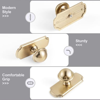 6Pack Champagne Bronze Cabinet Knobs with Backplate Drawer knobs - color: Champagne Bronze, style: Wide-Scalloped