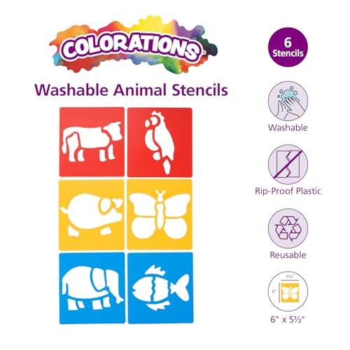 Washable Plastic Animal Stencils - Set of 6 - style: Animals 6PK