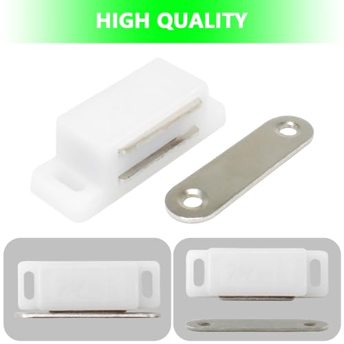 12Pack Plastic Cabinet Magnetic Door Catch with Screws for Kitchen Bathroom Cupboard Wardrobe Closet Closures Cabinet Door Drawer Latch 15lb (White) - color: White