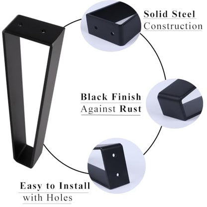 Osring 18 Inch Trapezoid Furniture Legs, Black Metal Coffee Table Feet 4pcs - color: Black, size: 18 Inch