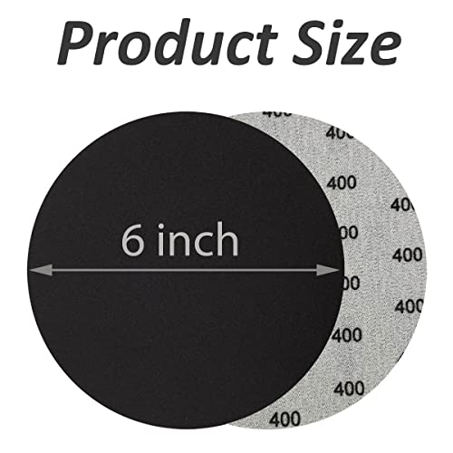 6 Inch 400 Grit Wet Dry Sandpaper，20 PCS Hook and Loop Sanding Discs - style: Grit 400