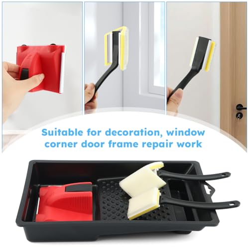 Paint Edger with Trim and Touch-Up Pad, Corner Walls & Ceilings Pad Painter Easy-to-Use Edge Painting Tool 6-Inch Painting Wall Edges Paint Pad Set for Home Interior High Ceiling