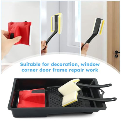 Paint Edger with Trim and Touch-Up Pad, Corner Walls & Ceilings Pad Painter Easy-to-Use Edge Painting Tool 6-Inch Painting Wall Edges Paint Pad Set for Home Interior High Ceiling
