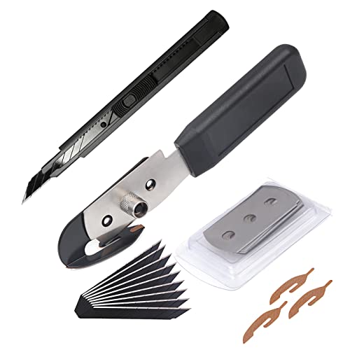 Gomake Vinyl Backing Cutter Wrapping Paper Cutter Vinyl Knife with PTFE Coating Hidden Blade, 30 Degree Snap Off Blade Lockable Utility knife Retractable Box Cutter with Extra 10pcs Replace blades - color: Backing Knife+ Utility Knife