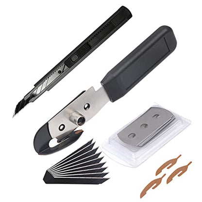 Gomake Vinyl Backing Cutter Wrapping Paper Cutter Vinyl Knife with PTFE Coating Hidden Blade, 30 Degree Snap Off Blade Lockable Utility knife Retractable Box Cutter with Extra 10pcs Replace blades - color: Backing Knife+ Utility Knife