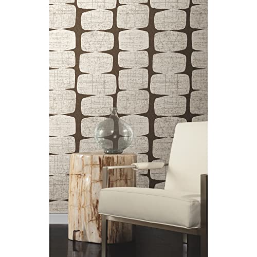 RoomMates Mid-Century Beads Peel and Stick Wallpaper, Brown - color: Brown