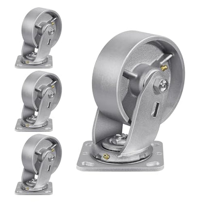 5" X 2" Caster Wheels, Heavy Duty Industrial Casters, Steel Casters 4000 LBS Capacity with Roller Bearing, Cast Iron Wheels, Metal Casters(4 Swivel) - style: 5"X 2"Wheel