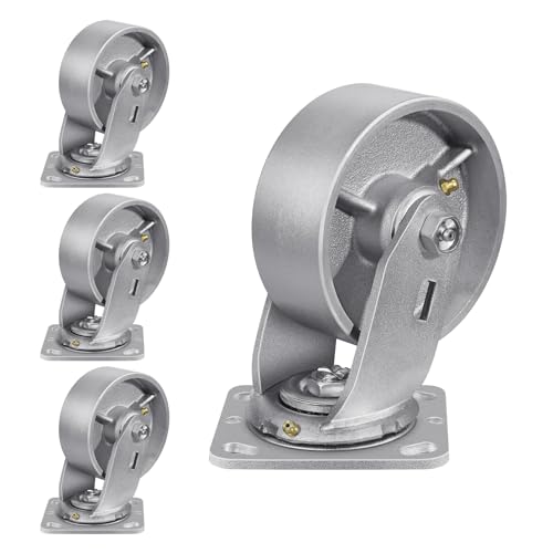 5" X 2" Caster Wheels, Heavy Duty Industrial Casters, Steel Casters 4000 LBS Capacity with Roller Bearing, Cast Iron Wheels, Metal Casters(4 Swivel) - style: 5"X 2"Wheel
