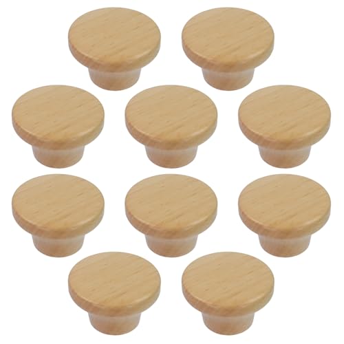 10pcs Round Unfinished Wood Cabinet Knobs 1.57" Round Drawer Handles Single Hole Decorative Wooden Dresser Knobs for Furniture Closet Wardrobe Cupboard, with Screws - color: Wood Color