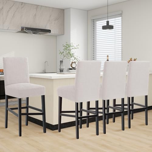 Turquoize 100% Waterproof Bar Stool Cover Stretch Washable Barstool Seat Covers Set of 4, Removable Bar Chair Covers with Backs, Counter Height Chair Cover for Kitchen Dining Room Cafe (4, Pale Oak) - color: Waterproof-pale Oak