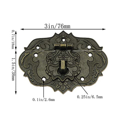 Antique Bronze Embossing Decorative Brass Hasp Clasp Latch Lock with Screws Furniture Decoration