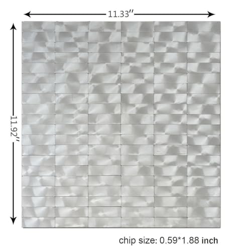 XUANINY Peel and Stick Tile Backsplash Self- Adhesive Wall Tiles Aluminum Mosaic Sticker for Kitchen (11.33"x11.92" Per Sheet, Pack of 10 pcs) (Silver Texture 10) - color: Silver Texture 10