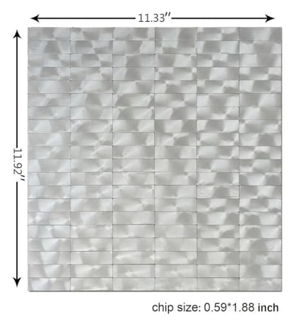 XUANINY Peel and Stick Tile Backsplash Self- Adhesive Wall Tiles Aluminum Mosaic Sticker for Kitchen (11.33"x11.92" Per Sheet, Pack of 10 pcs) (Silver Texture 10) - color: Silver Texture 10