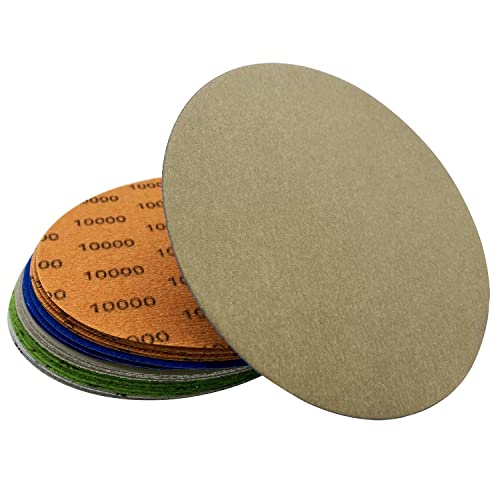 3000 4000 5000 7000 10000 Grit Wet Dry Sandpaper, 25 PCS 6 Inch Silicon Carbide Hook & Loop Sanding Disc for Auto Metal Wood Daily Polishing - style: 6in-25pcs(Grit 3000-10000)