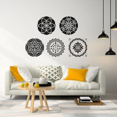 Sacred Geometry Stencil 8inch Metatron's Cube/The Flower of Life Stencils - style: Sacred Geometric
