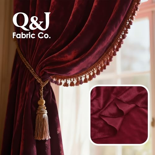 Burgundy 2‑Way Stretch Velvet Fabric 1 Yard 60 Inch Wide - color: Burgundy, size: 1 Yard