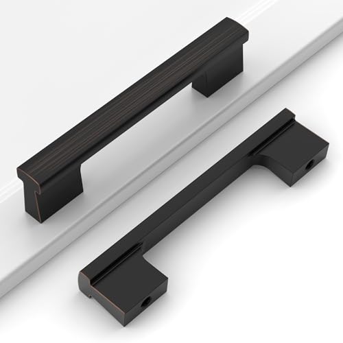 Oil Rubbed Bronze Cabinet Handles Kitchen Pulls 4 Inch 12 Pack - color: Oil Rubbed Bronze, size: 4 Inch Hole Center