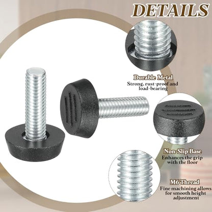 PATIKIL 20 Pcs M8 x 25mm Thread Adjustable Furniture Levelers, Furniture Feet Levelers Screw on Steel Screw in Threaded Leveling Feet Glides for Table Chair Cabinet Patio Legs - size: M8 x 25mm