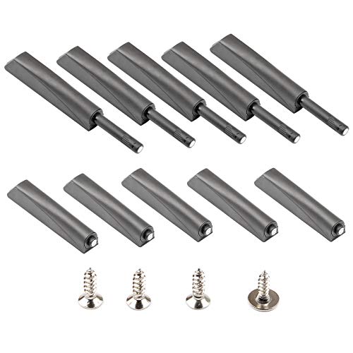 Magnetic Push Open Latches for Cabinet Doors 10 Pack Dark Grey Recessed Cabinet Doors Push to Open Cabinet Hardware Kitchen Push Touch Release Latches - color: dark grey 10 pack