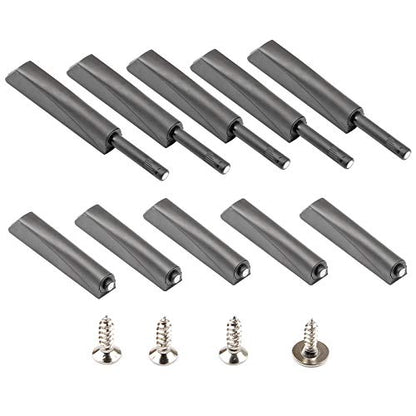Magnetic Push Open Latches for Cabinet Doors 10 Pack Dark Grey Recessed Cabinet Doors Push to Open Cabinet Hardware Kitchen Push Touch Release Latches - color: dark grey 10 pack