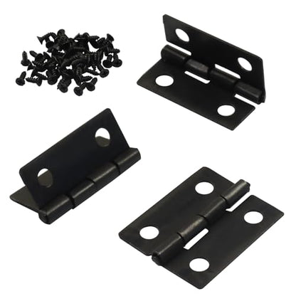50 Pack 18 x 15mm Mini Hinges with Screws, Black - color: Black