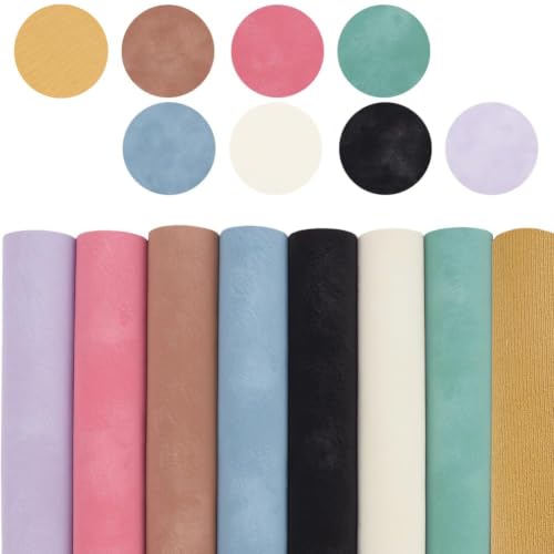 8 Colors 13 x 7.9 Inch PU Leather Frosted Fabrics Sheet Soft Faux Suede Leather Sheet Colorful Synthetic Waterproof Microfiber Roll for Handicraft DIY Projects ﻿Handbags Bows Crafts - color: 8 Colors5