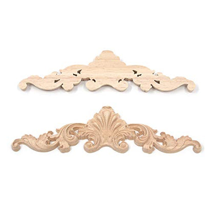 T Tulead Wood Carved Onlay Appliques Door Decals 3PCS - style: Shell, 7.87"x2", 3pcs