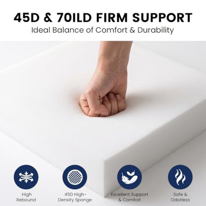 6" X 24" x 24" High Density Upholstery Foam Couch Cushion Replacement - size: 6" x 24" x 24" (1 Pack)