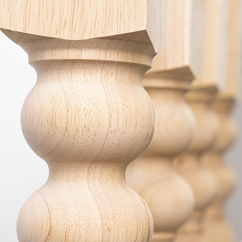 decorluxes Unfinished Farmhouse Table Legs Dining Table 2.8" X 29" Set of 4 DIY Coffee Table Rustic Turned Style Leg | Easy to Paint Any Color You Want (29 inch)