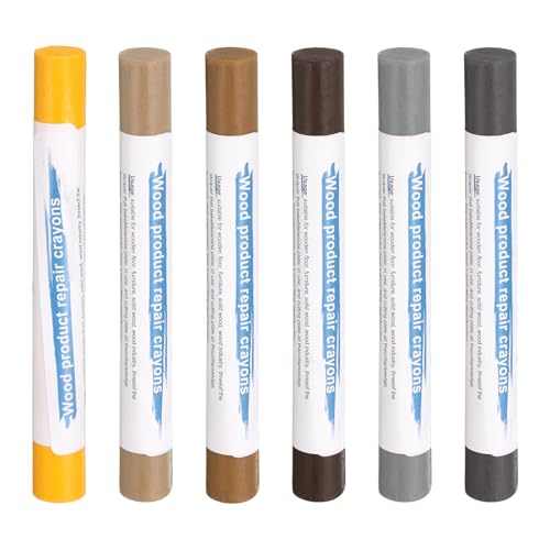 HARFINGTON Wood Filler Sticks 6 Colors Wooden Wax Touch Up Furniture Repair Crayons for Lemon Yellow, Pink Oak, American Yellow Oak, English Gray, Dark Iron Gray, Medium Brown - color: Lemon Yellow Series