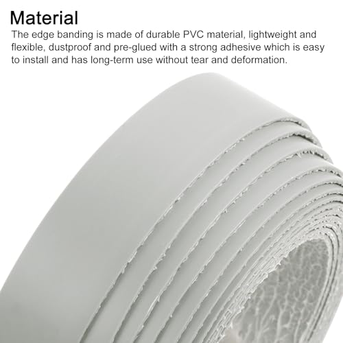uxcell Edge Banding 1-1/8 Inch x 25ft Pre-Glued Veneer Gray - color: Gray, size: 1-1/8 Inch x 25ft