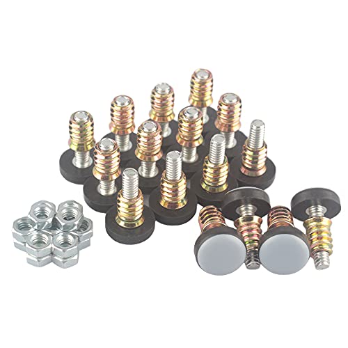Furniture Leveler PTFE(Teflon) Bottom(20mm Base),Threaded Shank(1/4-20) Adjust Pads,Table/Chair/Cabinet/Sofa Medium Adjustable Legs Leveling,Nuts Installation and Floor Protection(16Pack) - size: 20mm Base 1/4-20 x 1", 16 Pack