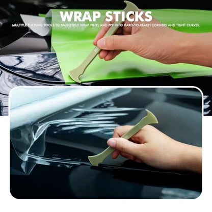 FOSHIO 4 Pack Axe Vinyl Wrap Tool Kit – Double Axe Green & Single Axe Red
