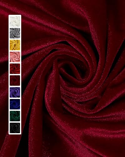 HOTGODEN Wine Stretch Velvet Fabric by The Yard: 63" Wide 1 Yards 95% Polyester 5% Spandex Velvet Fabric for DIY Sewing, Upholstery, Apparel, Costume, Craft - color: Wine, size: 1 Yard