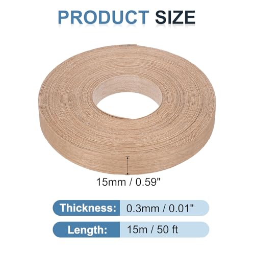 PATIKIL Cherry Edge Banding, 5/8 Inch x 50 ft Wood Veneer Tape Pre-glued Flexible Plywood Edge Banding with Hot Melt Adhesive for Furniture Restoration