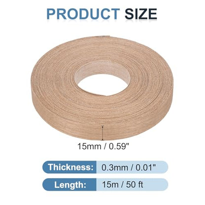 PATIKIL Cherry Edge Banding, 5/8 Inch x 50 ft Wood Veneer Tape Pre-glued Flexible Plywood Edge Banding with Hot Melt Adhesive for Furniture Restoration