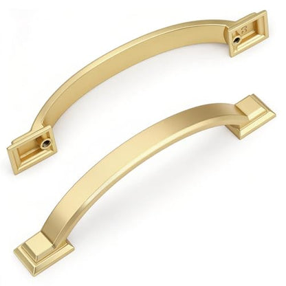 Probrico 5 Pack 4 Inch Brass Gold Cabinet Pulls Solid Zinc Alloy - color: Gold, size: 4" Hole Center(102mm)