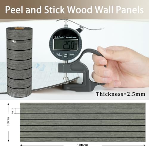 3D Grey/Black Wood Slat Wall Panels PVC Peel and Stick Wood Panels - color: Charcoal Black