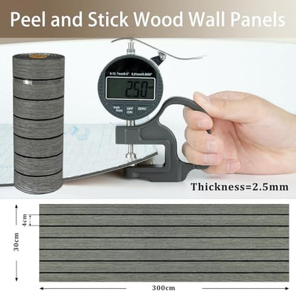 3D Grey/Black Wood Slat Wall Panels PVC Peel and Stick Wood Panels - color: Charcoal Black