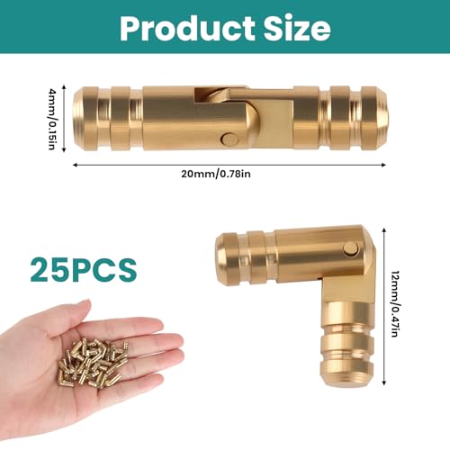Barrel Hinges for Wooden Boxes, Gold, 0.16 x 0.79 in, 25-Pack - color: 25 Pcs(0.16x0.79 in)