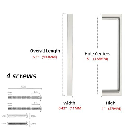 Brushed Satin Nickel Kitchen Cabinet Pulls 5 Inch 10 Pack - color: Brushed Satin Nickel, size: 5'' Hole Center(128mm)