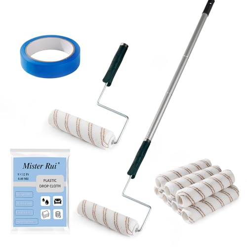 Mister Rui 9 Inch Paint Roller Kit with Microfiber Covers & Extension Pole - size: 11 Pack 9 Inch Paint Roller Kit & Extension Pole