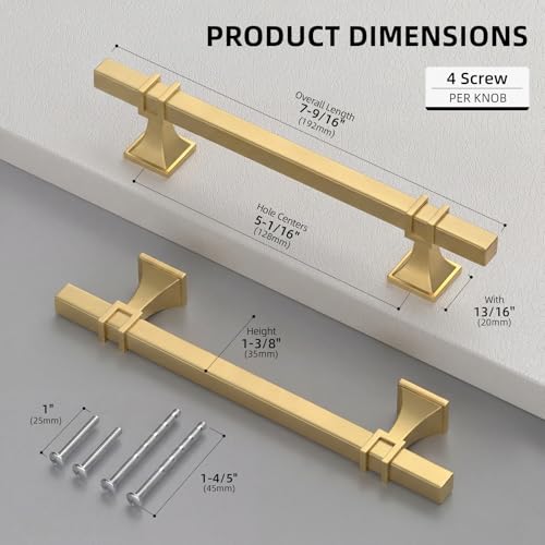 homdiy Gold Cabinet Pulls 5 Inch Brushed Gold Cabinet Pulls 24 Pack - color: Matte Gold, size: 5 Inch(128mm) Hole Centers
