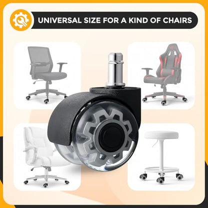 2 inch Office Rubber Chair Wheels, Quiet Replacement 5Pcs Grey - color: Grey