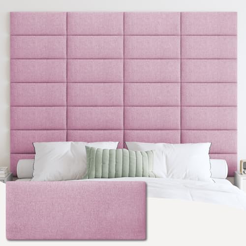 IFNOW Wall Mounted Headboard, Peel and Stick Panels, Light Pink, Queen - color: Fabric-light Pink, size: Queen